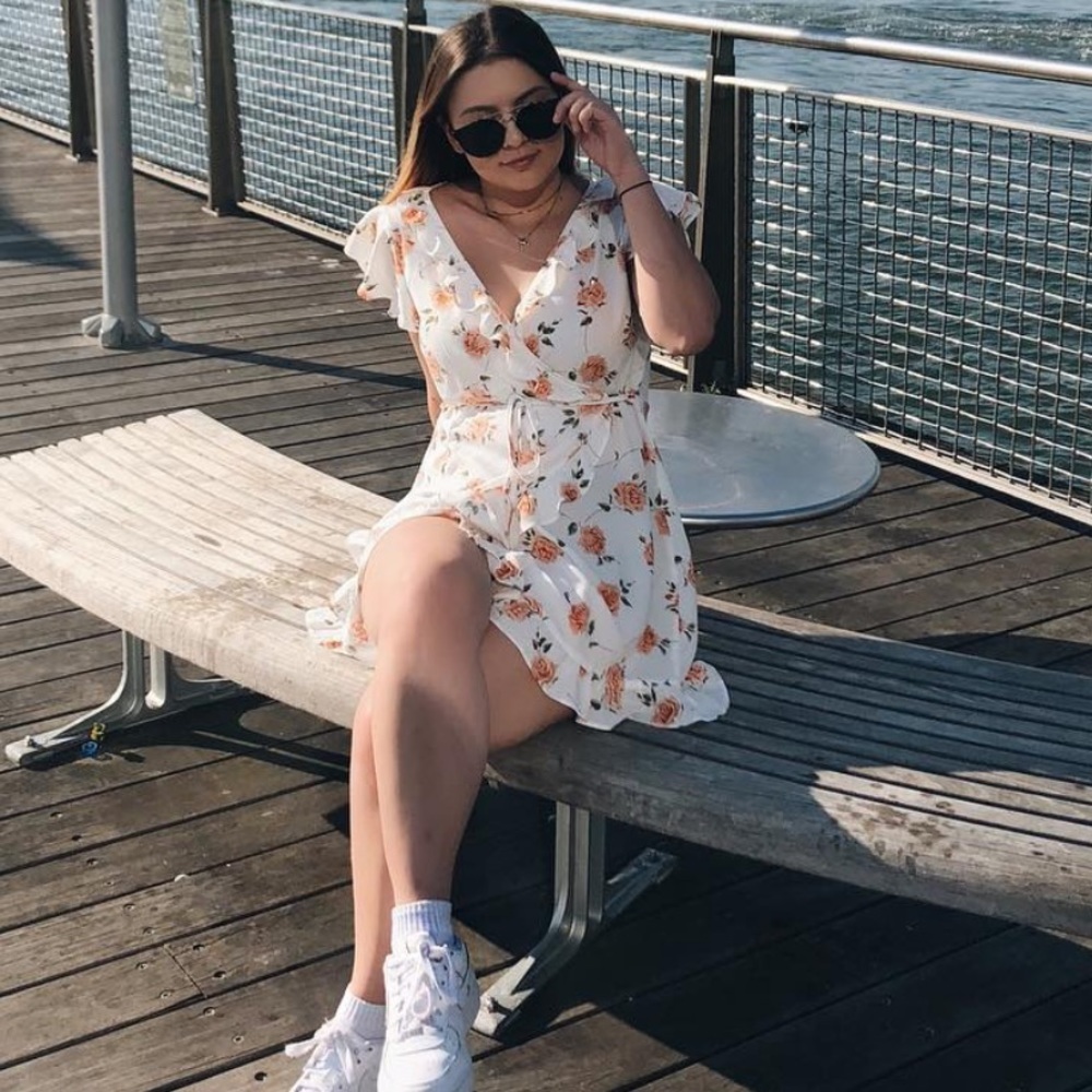 Floral mini wrap dress - size medium
